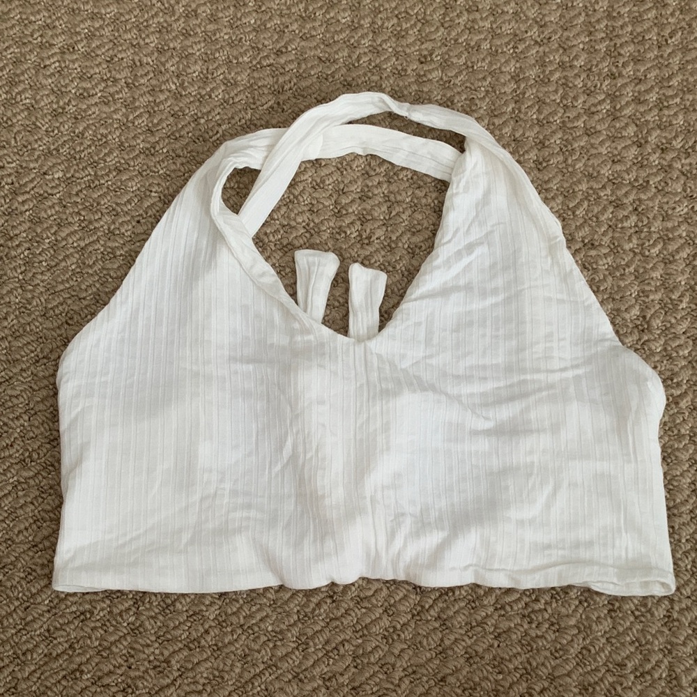 NWOT Lulu's Cream Cross and Tie Crop Top